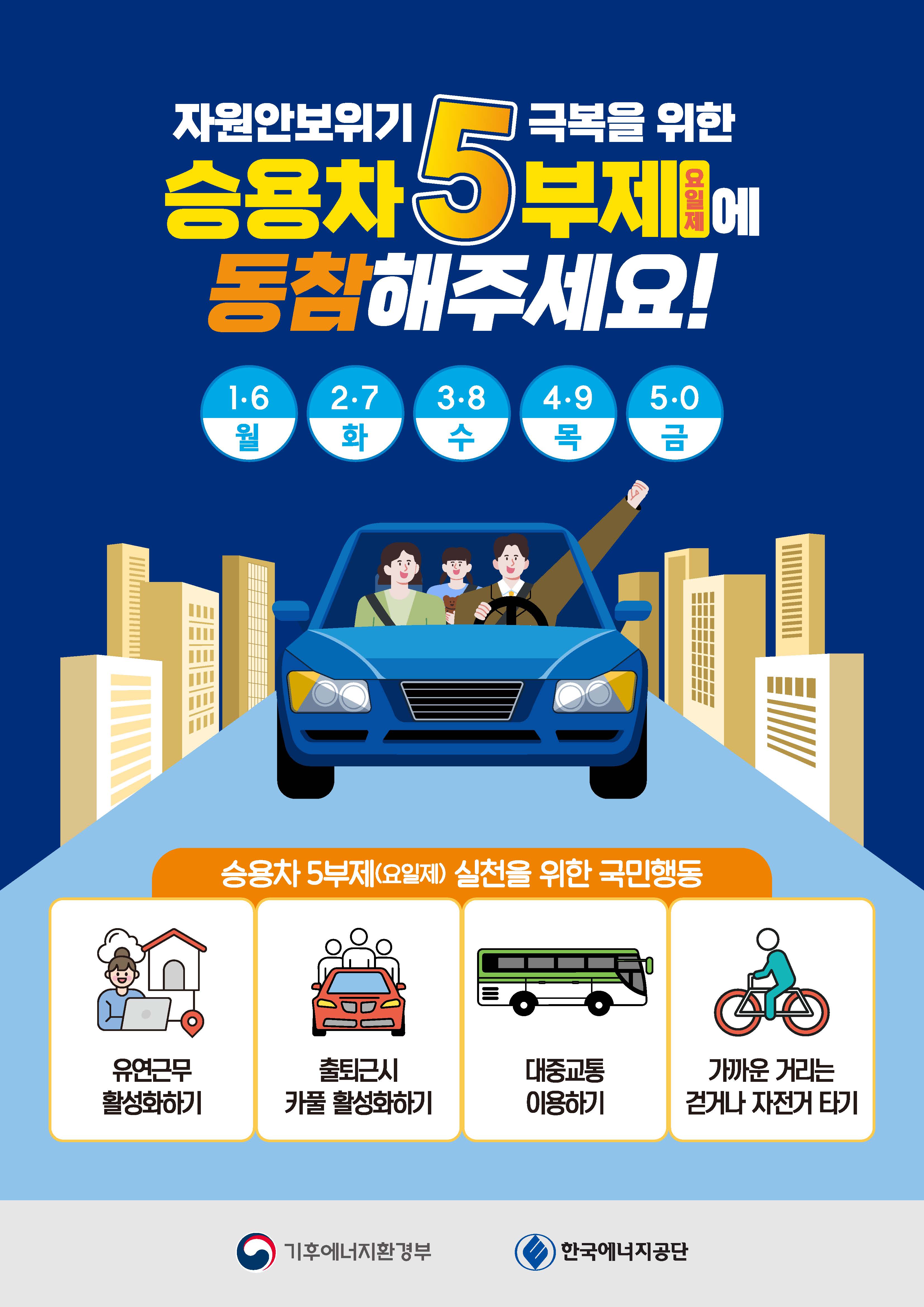 승용차 5부제(요일제) 실천에 동참해 주세요~